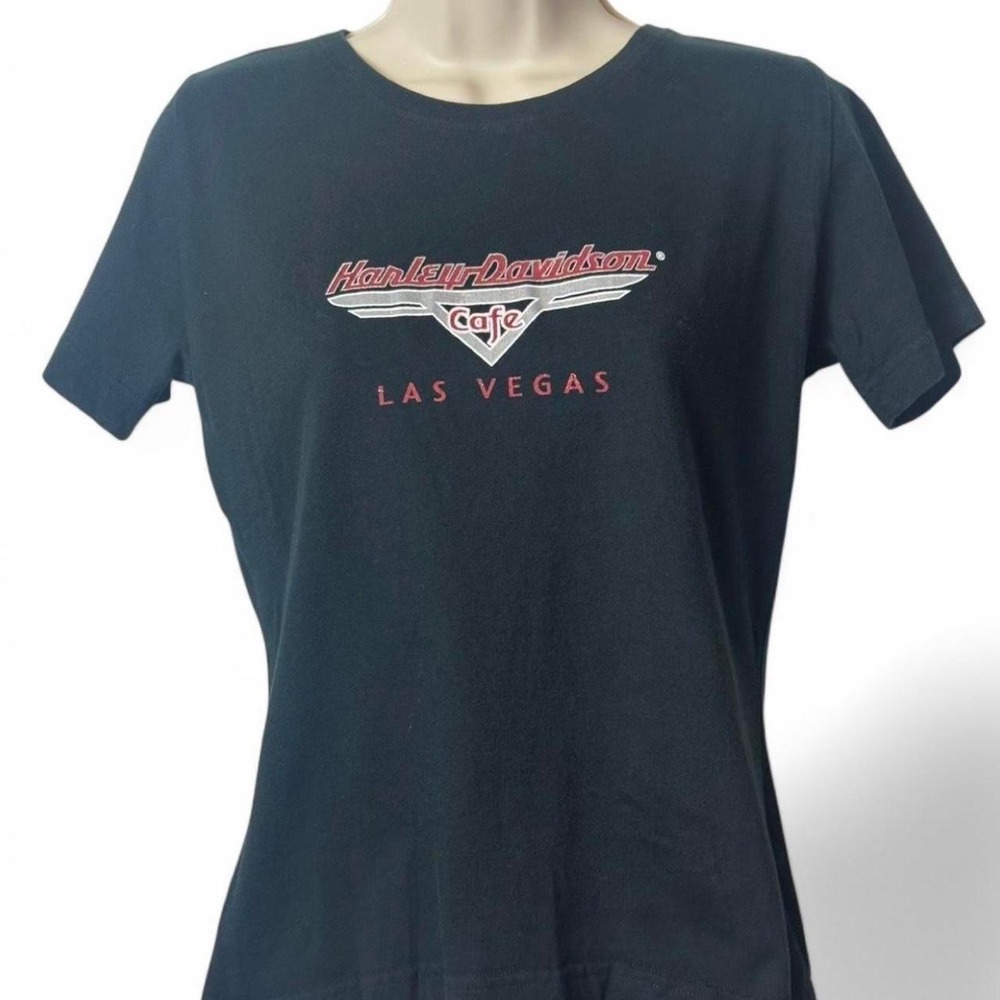 Vintage Y2K Harley Davidson Cafe Las Vegas Black Tee, Women's Size S